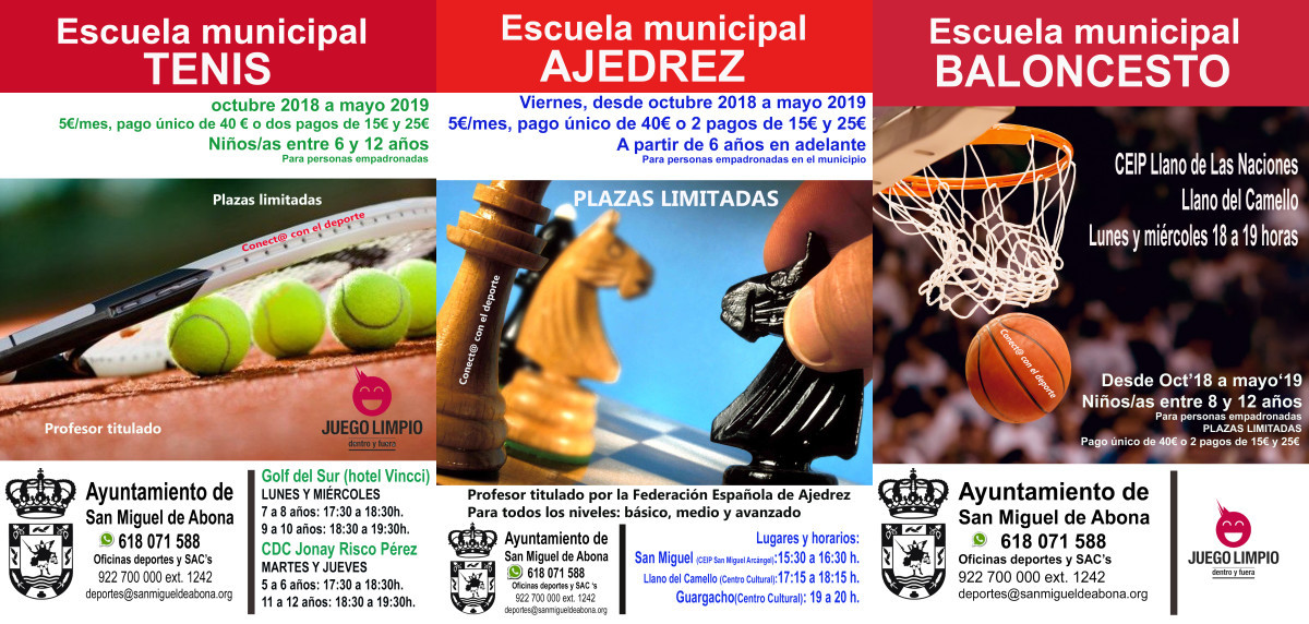 El Ayuntamiento de San Miguel de Abona pone en marcha cuatro escuelas deportivas municipales