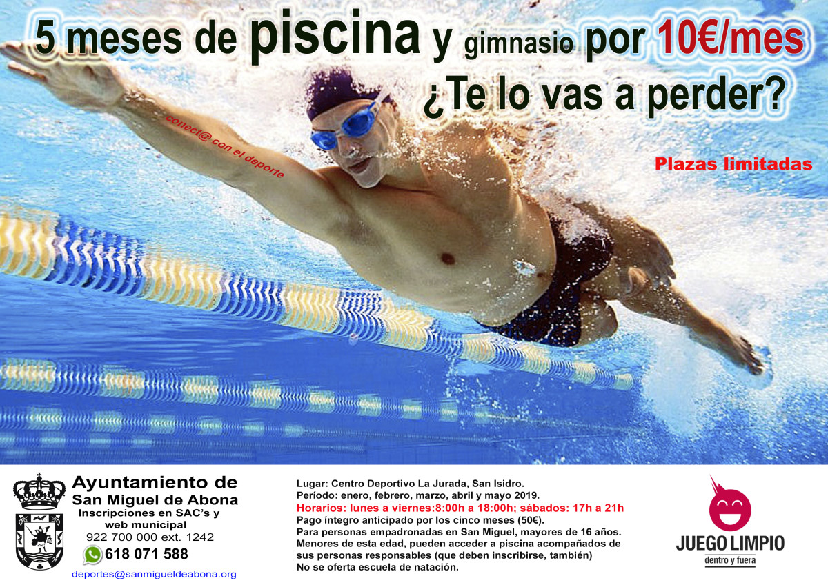 Nueva edición de piscina y gimnasio por 10€ al mes