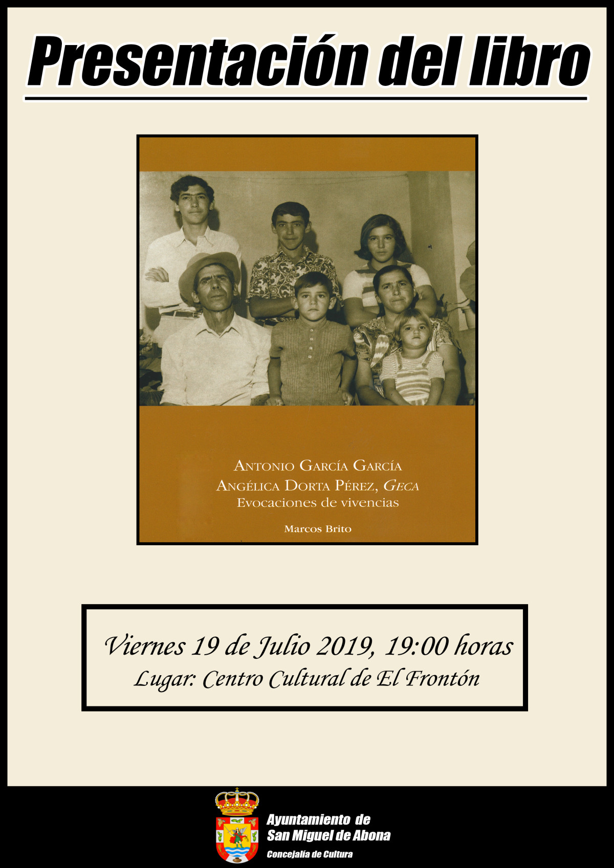 San Miguel presenta el libro “Antonio García García, Angélica Dorta Pérez, Geca. Evocaciones de vivencias”