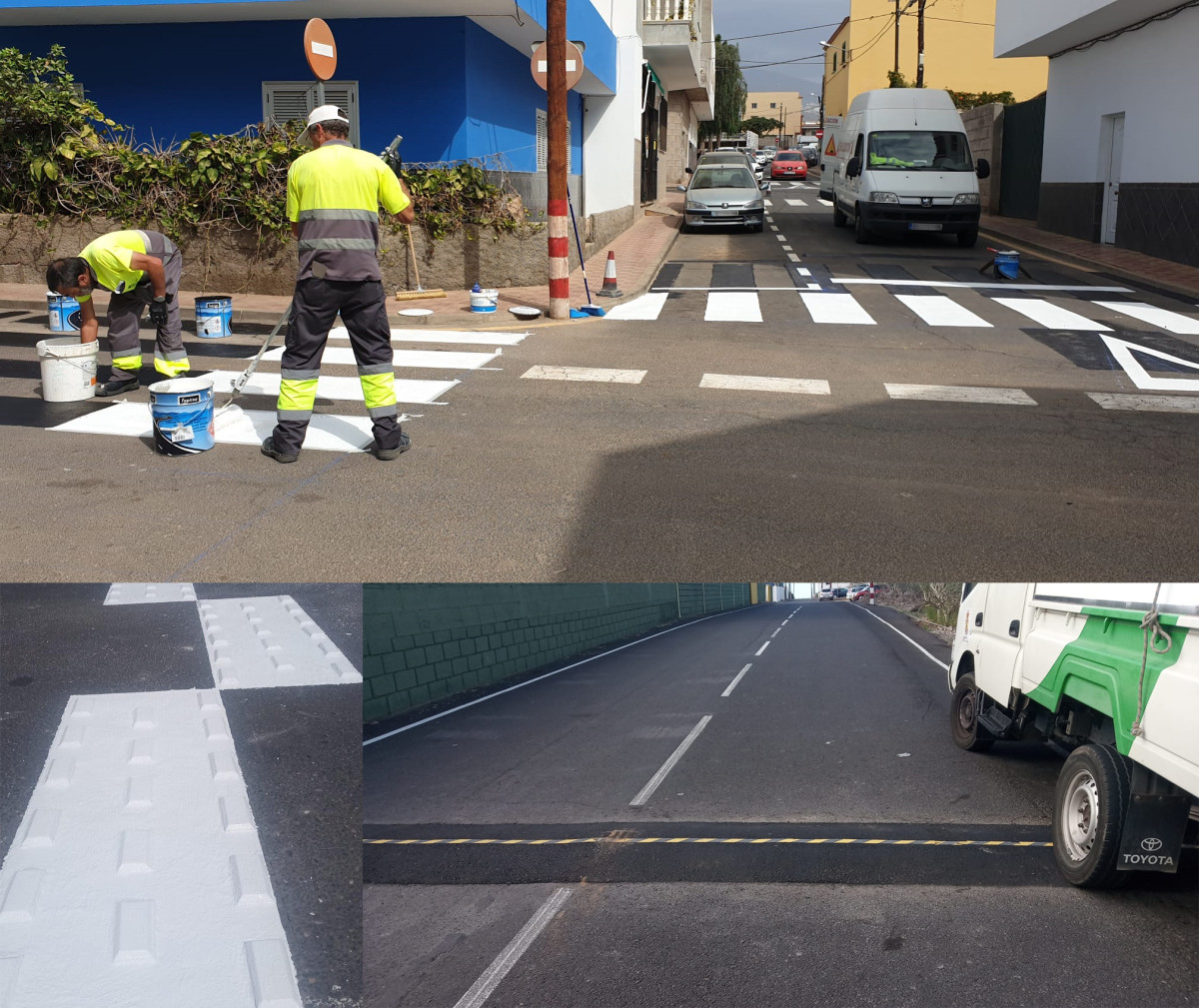 Obras de señalización vial y mantenimiento para mejorar la circulación y la seguridad en San Miguel de Abona