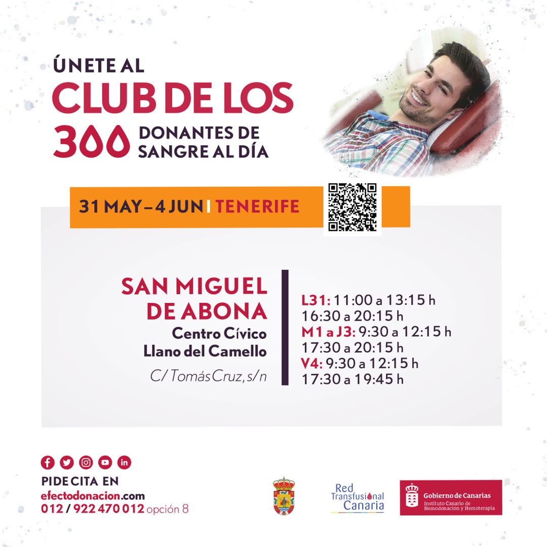Campaña de hemodonación “ÚNETE AL CLUB DE LOS 300 DONANTES” en San Miguel de Abona