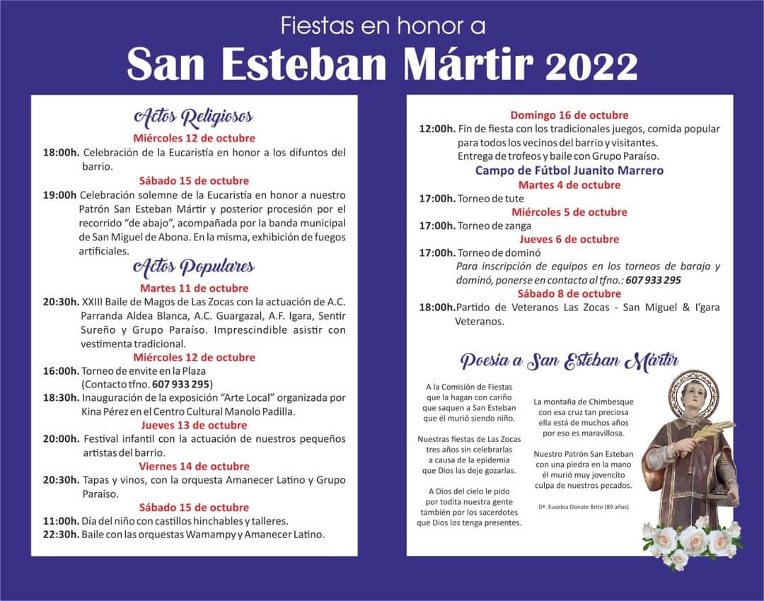 Fiestas en Honor San Esteban Mártir – Las Zocas